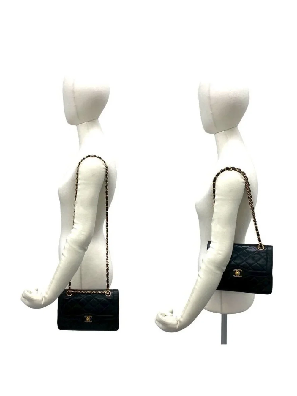 Chanel Card with Quilted CC Logo Double Flap Lambskin Shoulder Bag Black